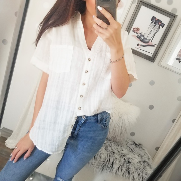 Women’s Classy Relaxed Fit Linen Button Down Top Blouse Spring Tops - Picture 3 of 8